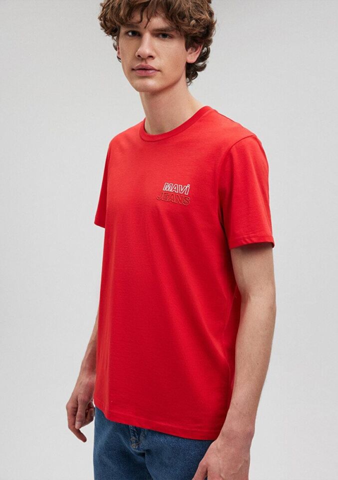 MAVİ ERKEK MAVİ BASKILI TİŞÖRT   ÇİN KIRMIZISI 066841-33099