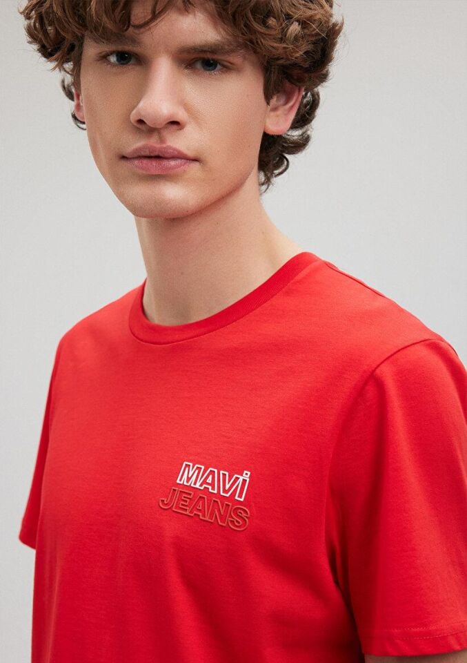 MAVİ ERKEK MAVİ BASKILI TİŞÖRT   ÇİN KIRMIZISI 066841-33099