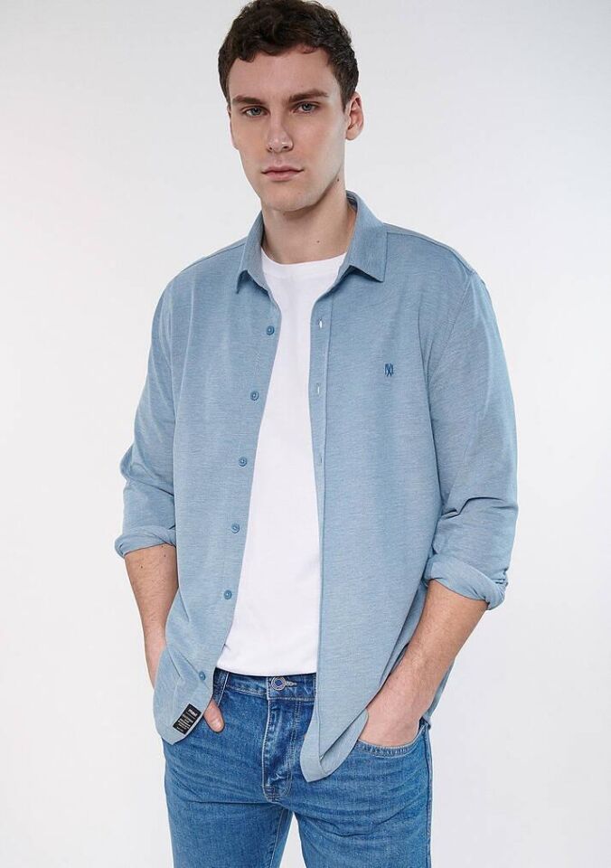 MAVİ ERKEK UZUN KOL GÖMLEK  Havacı Mavi 0210294-34713