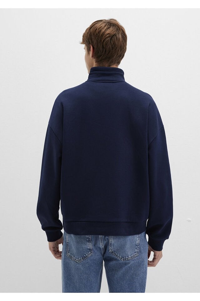 MAVİ ERKEK YARIM FERMUARLI SWEATSHIRT Derin Laciver 0S10208-70497