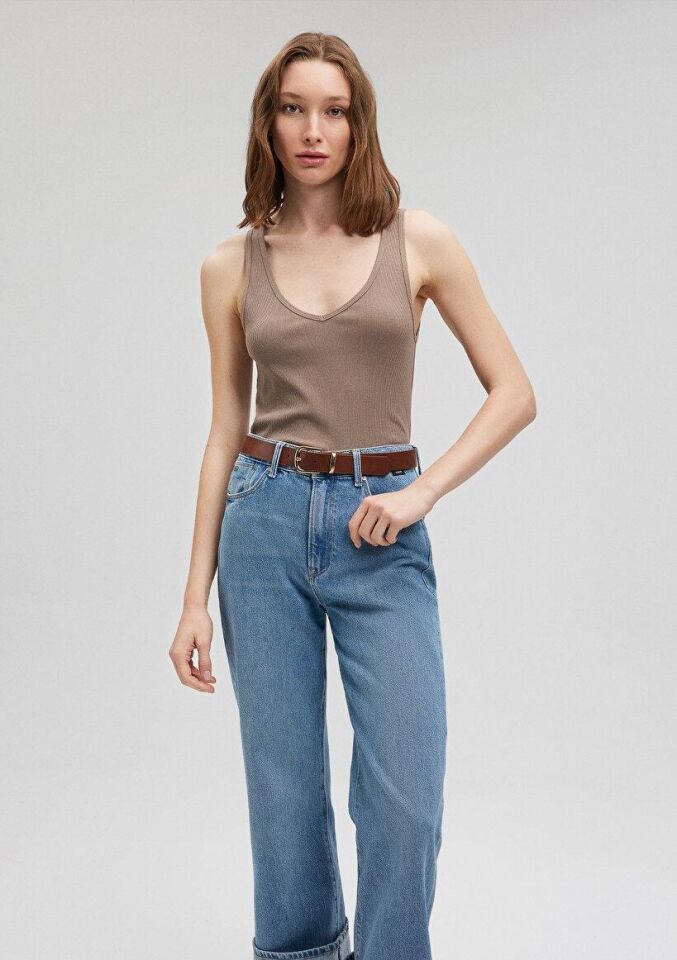 MAVİ KADIN ASKILI V YAKA ATLET Ay Taşı Bej 1612385-70364