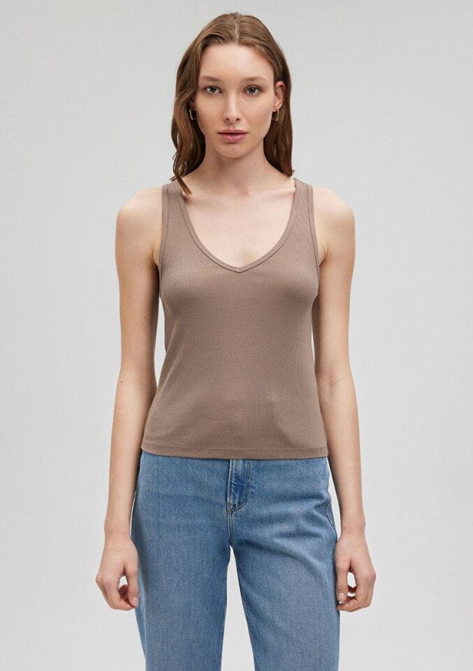 MAVİ KADIN ASKILI V YAKA ATLET Ay Taşı Bej 1612385-70364