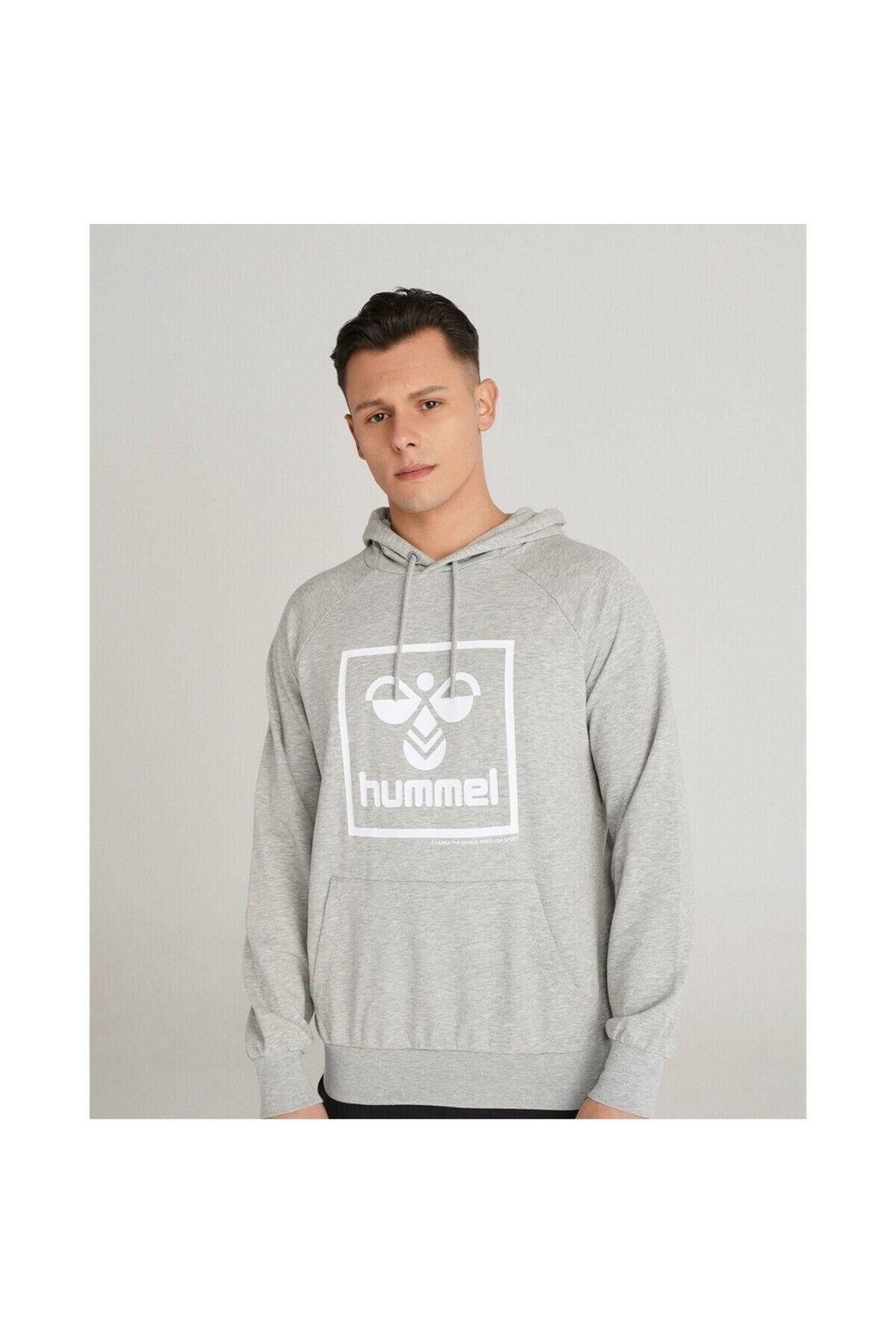 HUMMEL ERKEK HOODIE hmlT-ISAM 2.0 HOODIE 921556 GREY MELANGE - XL