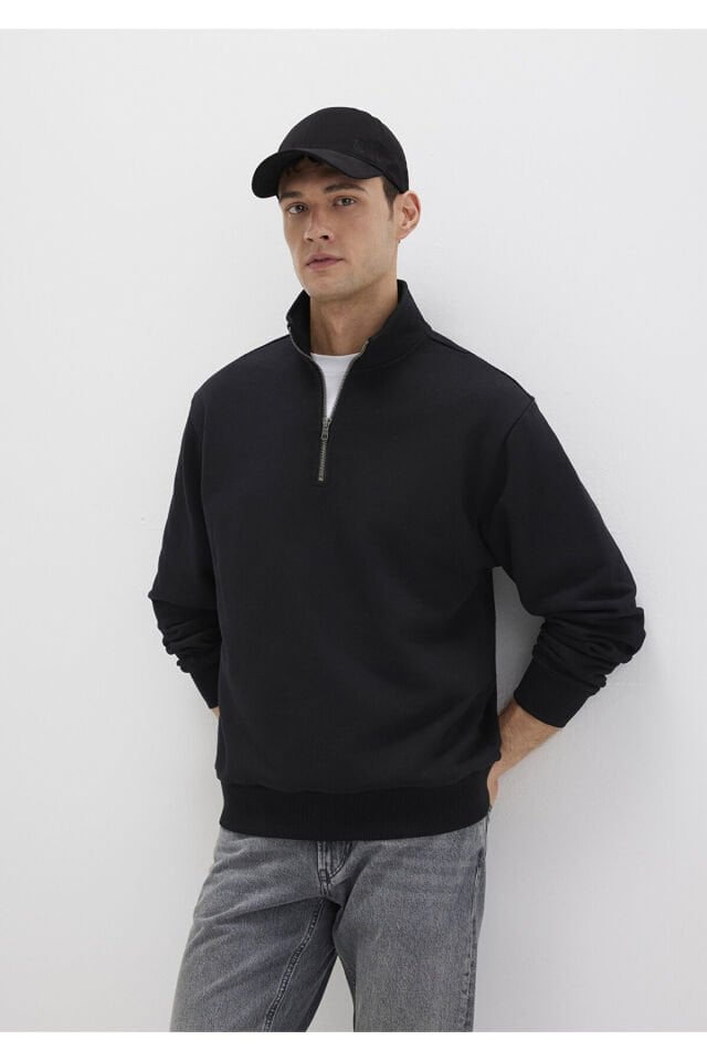 MAVİ ERKEK HALF ZIP SWEATSHIRT Siyah 0S10419-900