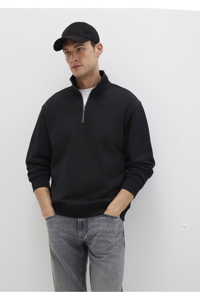 MAVİ ERKEK HALF ZIP SWEATSHIRT Siyah 0S10419-900
