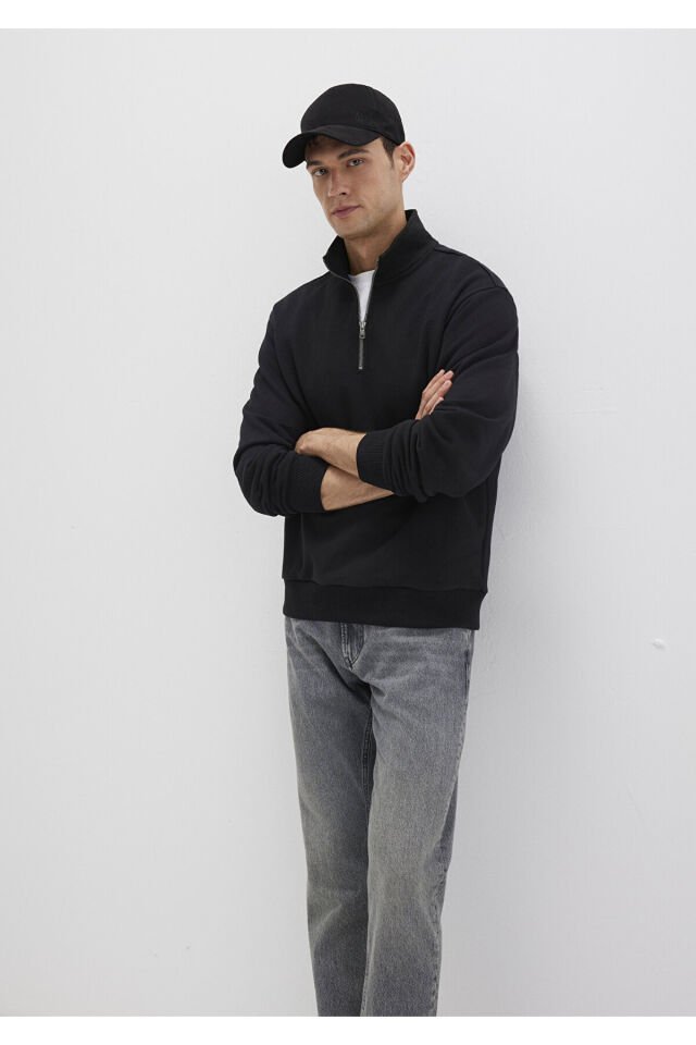 MAVİ ERKEK HALF ZIP SWEATSHIRT Siyah 0S10419-900