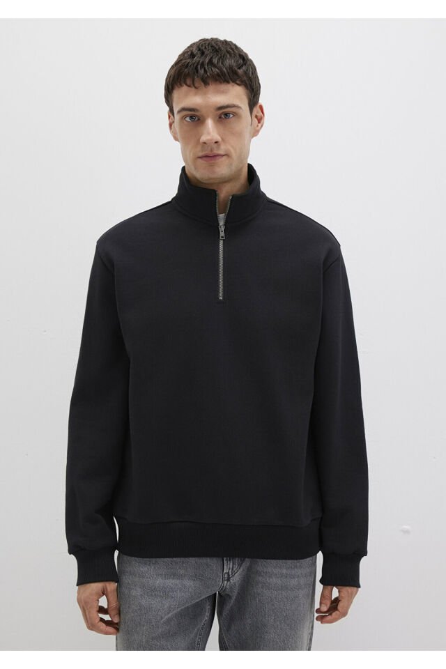MAVİ ERKEK HALF ZIP SWEATSHIRT Siyah 0S10419-900
