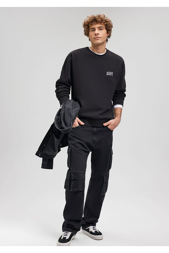 MAVİ ERKEK MAVİ BASKILI SWEATSHIRT Siyah 0611716-900