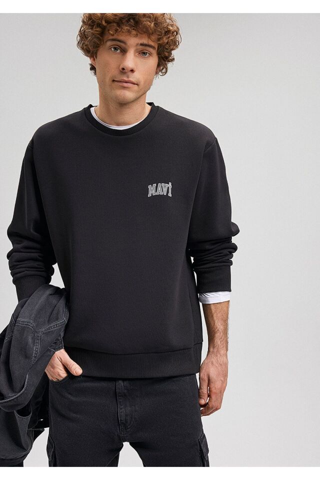 MAVİ ERKEK MAVİ BASKILI SWEATSHIRT Siyah 0611716-900
