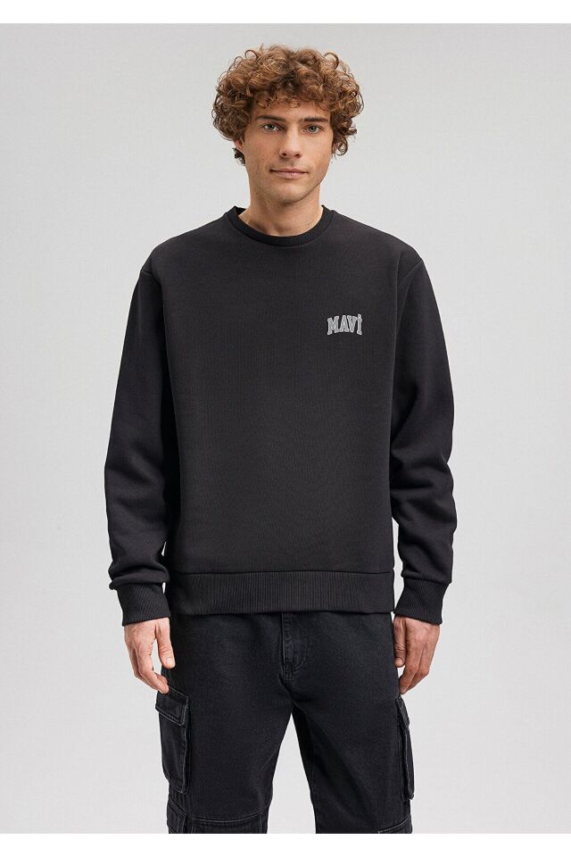 MAVİ ERKEK MAVİ BASKILI SWEATSHIRT Siyah 0611716-900