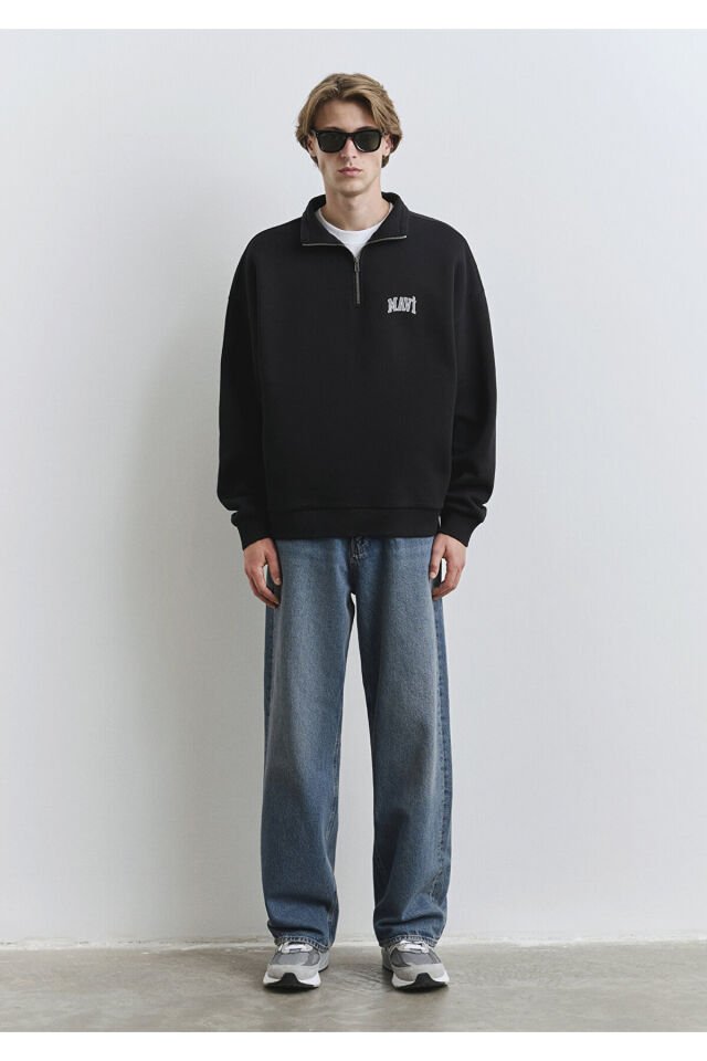 MAVİ ERKEK YARIM FERMUARLI SWEATSHIRT Siyah 0S10208-900