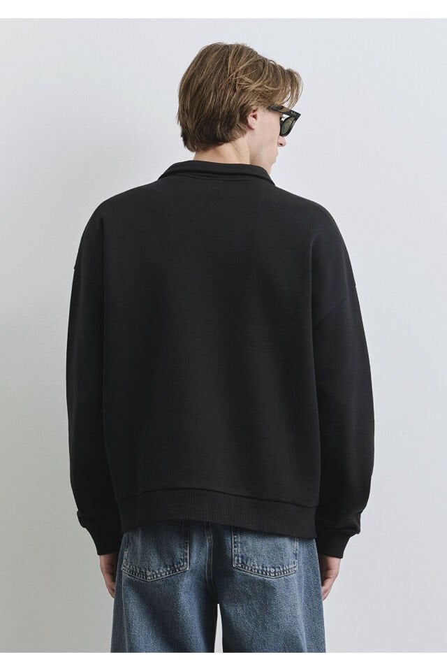 MAVİ ERKEK YARIM FERMUARLI SWEATSHIRT Siyah 0S10208-900