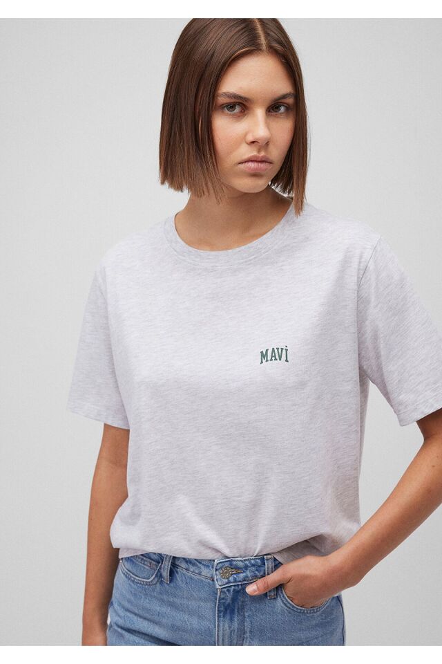 MAVİ KADIN MAVİ LOGO TİŞÖRT Bulut Gri Melanj 1611900-85524