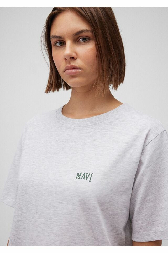 MAVİ KADIN MAVİ LOGO TİŞÖRT Bulut Gri Melanj 1611900-85524