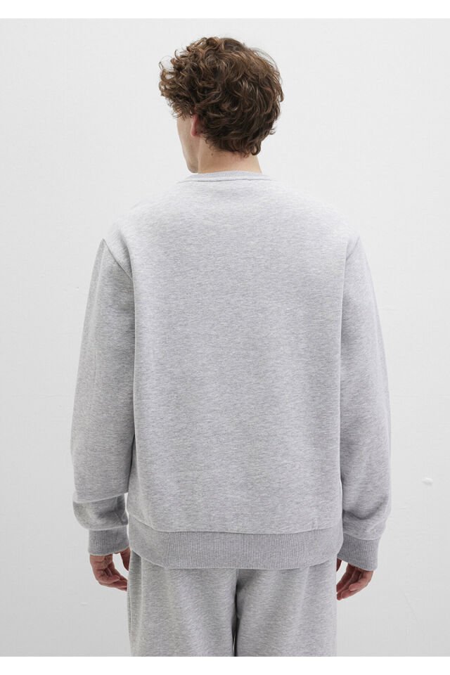 MAVİ ERKEK MAVİ BASKILI SWEATSHIRT Gri Melanj 0611716-80018