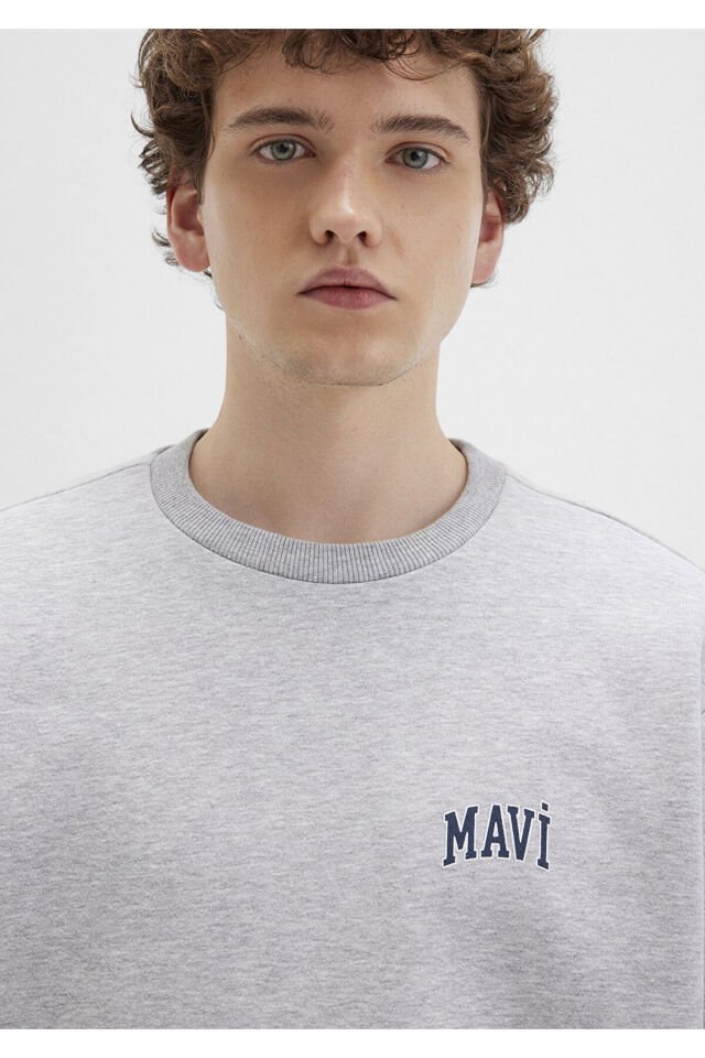MAVİ ERKEK MAVİ BASKILI SWEATSHIRT Gri Melanj 0611716-80018