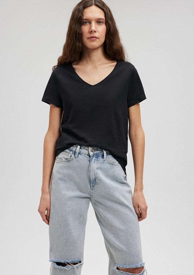 MAVİ KADIN BASIC V YAKA PENYE Siyah 168260-900