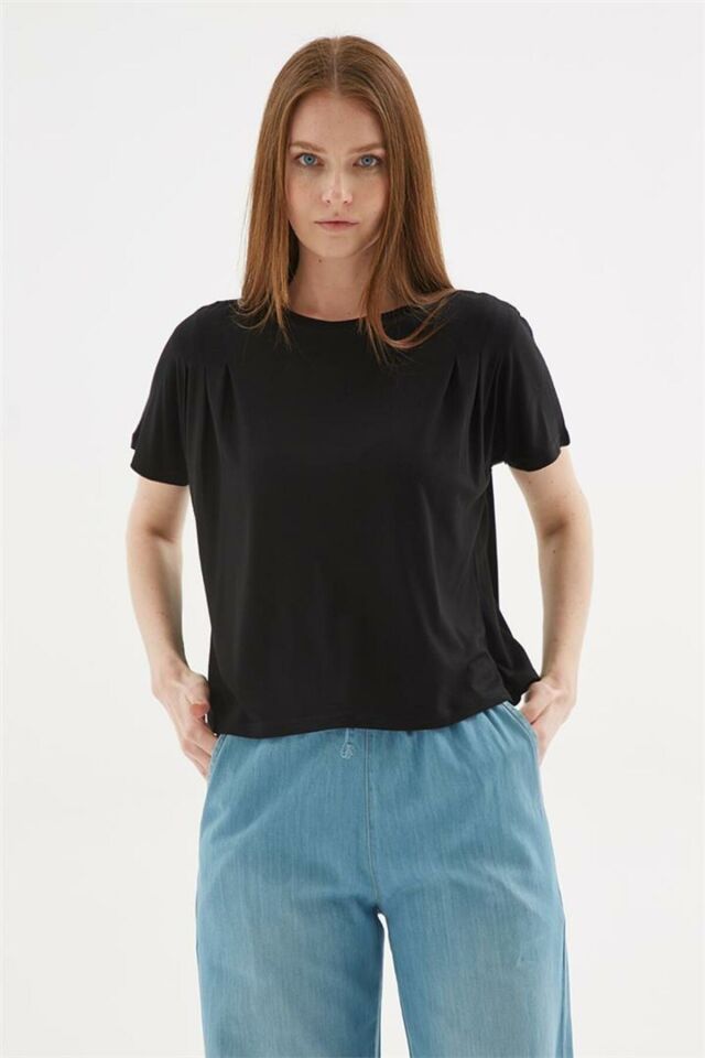 FASHION FRIENDS KADIN DÖKÜMLÜ CROP BLUZ 25Y0512K1