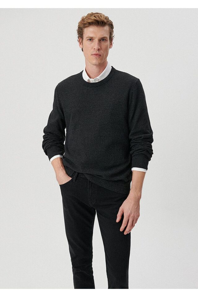 MAVİ ERKEK BİSİKLET YAKA KAZAK Siyah 070781-900