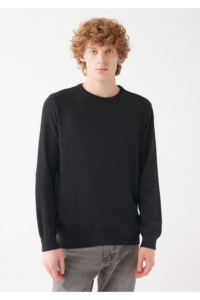 MAVİ ERKEK BİSİKLET YAKA KAZAK Siyah 070781-900