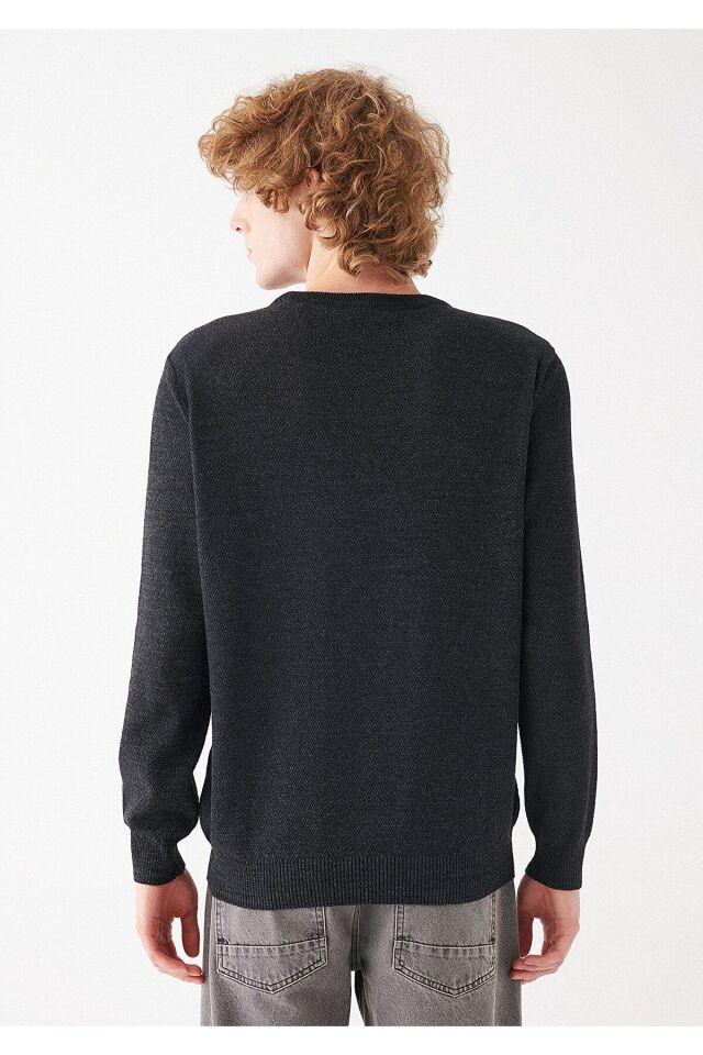 MAVİ ERKEK BİSİKLET YAKA KAZAK Siyah 070781-900