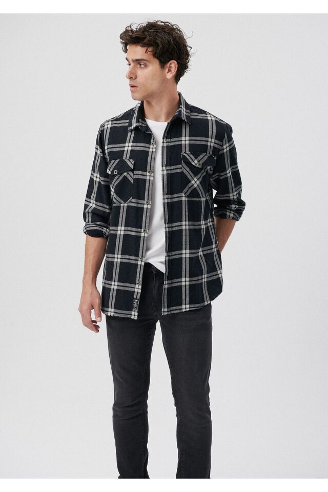 MAVİ ERKEK KARELİ GÖMLEK Siyah Kareli 0210757-85492