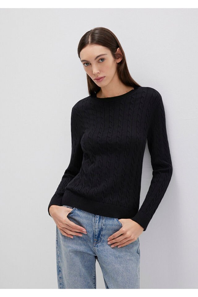 MAVİ KADIN BİSİKLET YAKA KAZAK Siyah 1710341-900