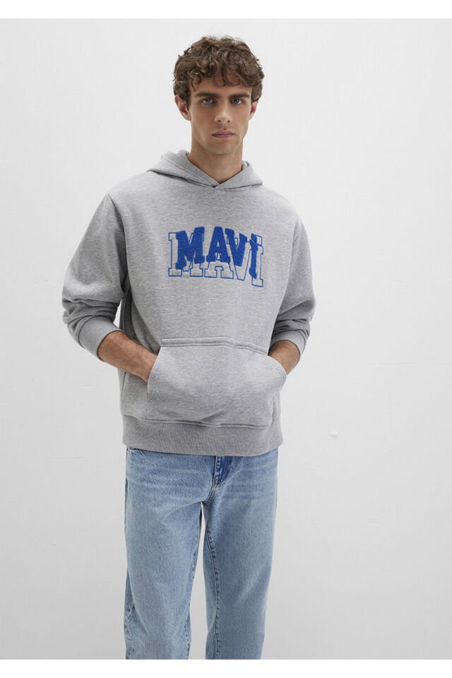 MAVİ ERKEK MAVİ KAPÜŞONLU SWEATSHIRT Gri Melanj 0S10413-80018