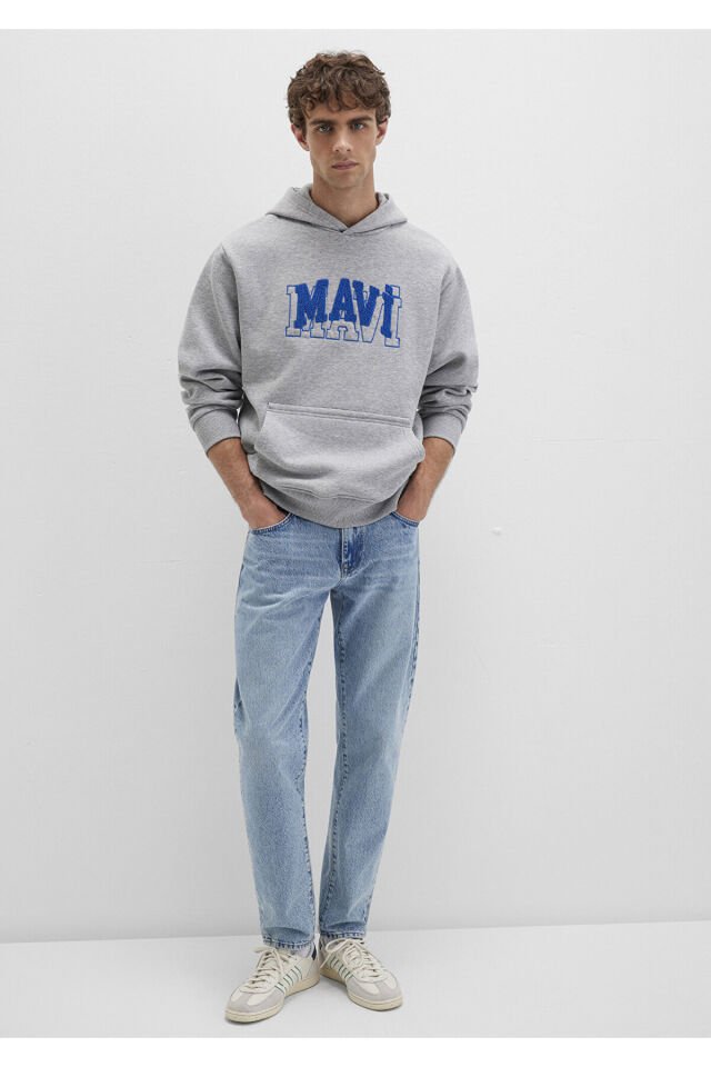 MAVİ ERKEK MAVİ KAPÜŞONLU SWEATSHIRT Gri Melanj 0S10413-80018