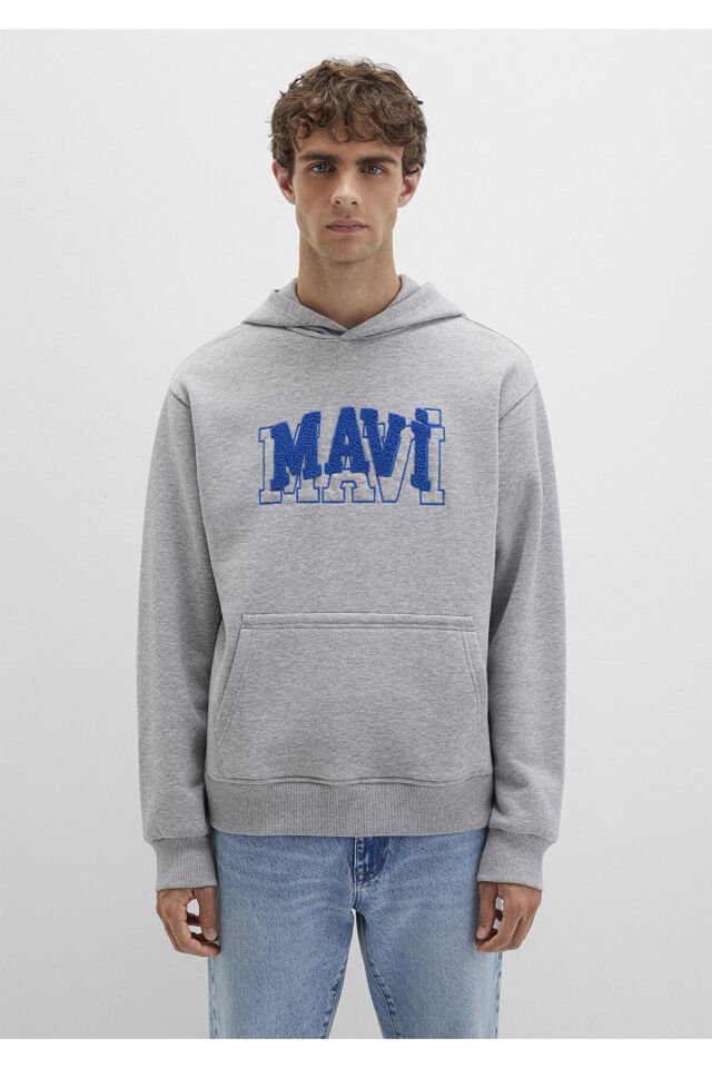 MAVİ ERKEK MAVİ KAPÜŞONLU SWEATSHIRT Gri Melanj 0S10413-80018