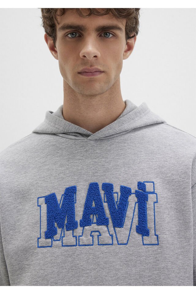 MAVİ ERKEK MAVİ KAPÜŞONLU SWEATSHIRT Gri Melanj 0S10413-80018