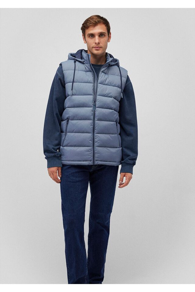 MAVİ ERKEK KAPÜŞONLU YELEK Puslu Mavi 010442-70782