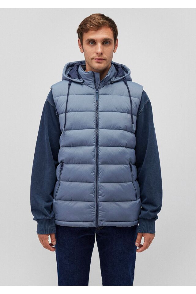 MAVİ ERKEK KAPÜŞONLU YELEK Puslu Mavi 010442-70782