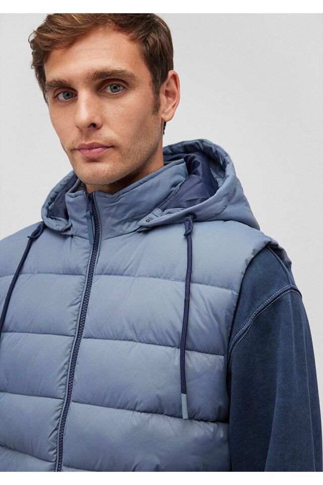 MAVİ ERKEK KAPÜŞONLU YELEK Puslu Mavi 010442-70782