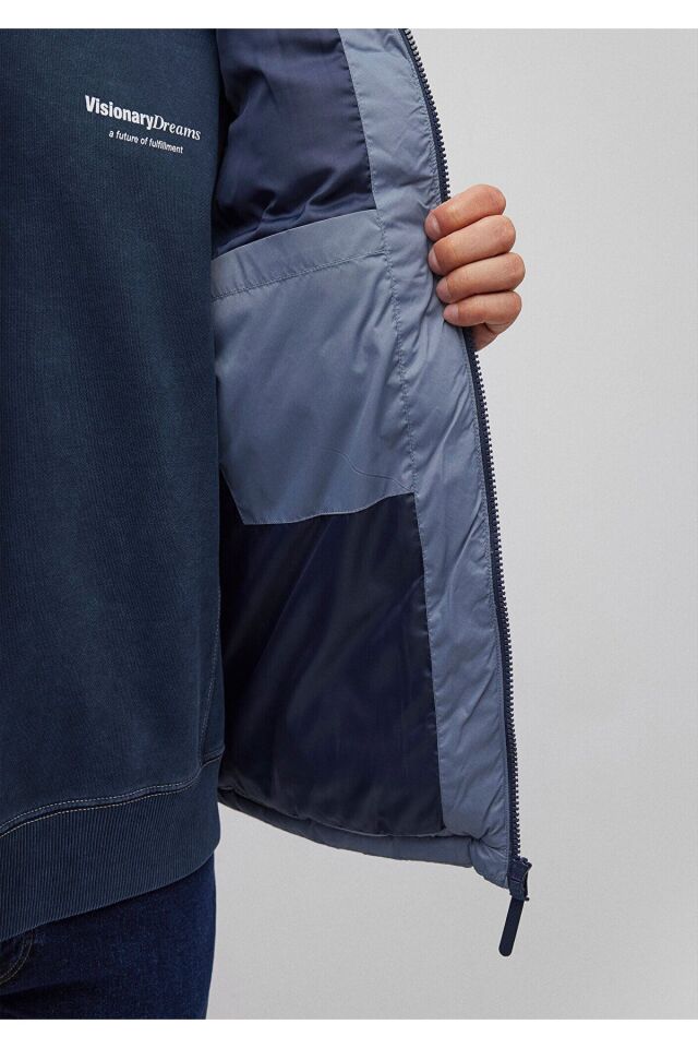 MAVİ ERKEK KAPÜŞONLU YELEK Puslu Mavi 010442-70782