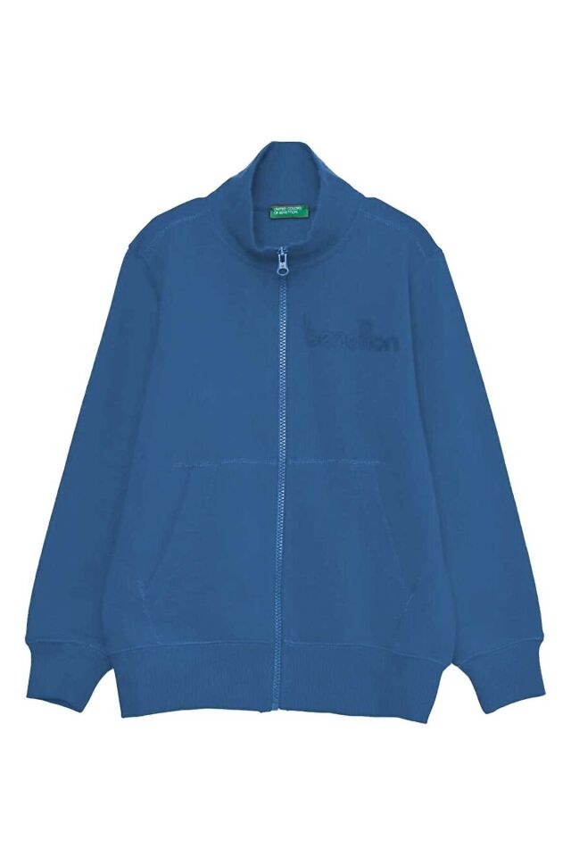 BENETTON ERKEK ÇOCUK E SMU UK_BENETTON YAZILI FERMUARLI SWEATSHİRT 222A3J68C502D