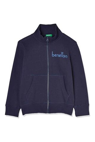 BENETTON ERKEK ÇOCUK E SMU UK_BENETTON YAZILI FERMUARLI SWEATSHİRT 222A3J68C502D