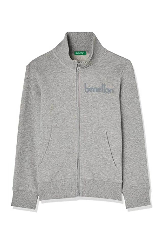 BENETTON ERKEK ÇOCUK E SMU UK_BENETTON YAZILI FERMUARLI SWEATSHİRT 222A3J68C502D