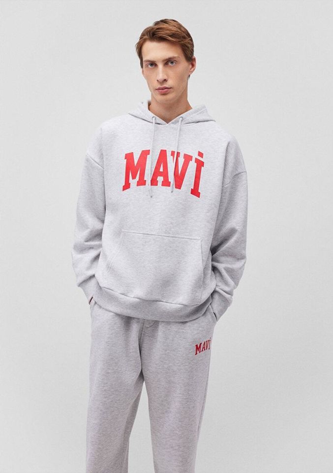 MAVİ ERKEK MAVİ BASKILI SWEATSHIRT Kar Gri MelanJ 067149-85438
