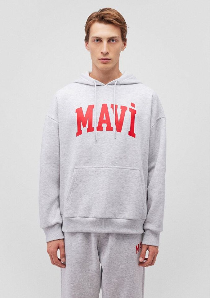 MAVİ ERKEK MAVİ BASKILI SWEATSHIRT Kar Gri MelanJ 067149-85438