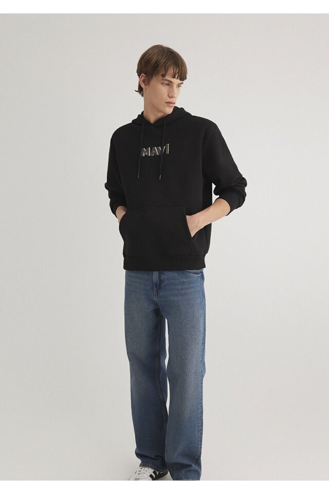 MAVİ ERKEK MAVİ KAPÜŞONLU SWEATSHIRT Siyah 0S10326-900