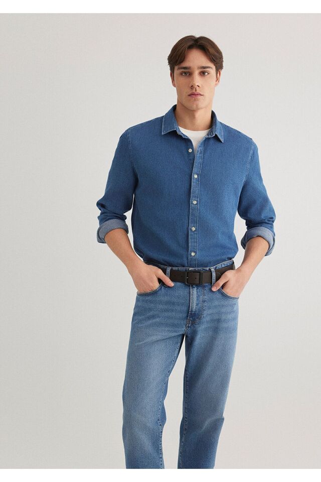 MAVİ ERKEK UZUN KOL GÖMLEK İndigo 0211423-18790