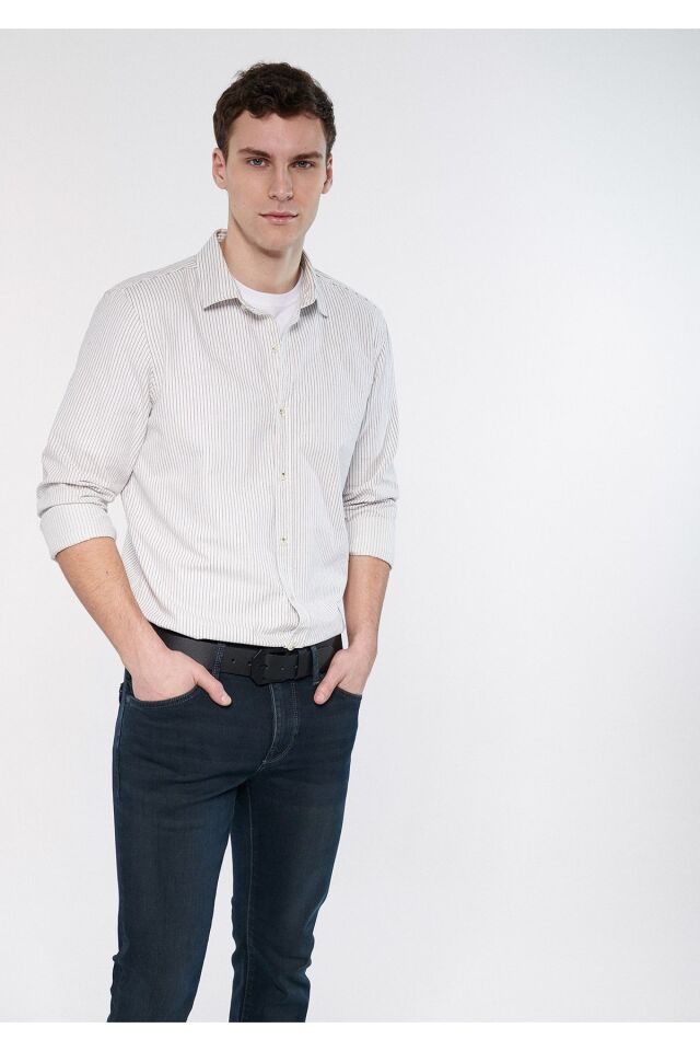 MAVİ ERKEK ÇİZGİLİ GÖMLEK Mürekkep Mavi 0210590-70726