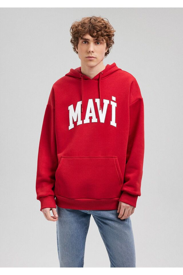 MAVİ ERKEK MAVİ BASKILI SWEATSHIRT Kırmızı 067149-86417