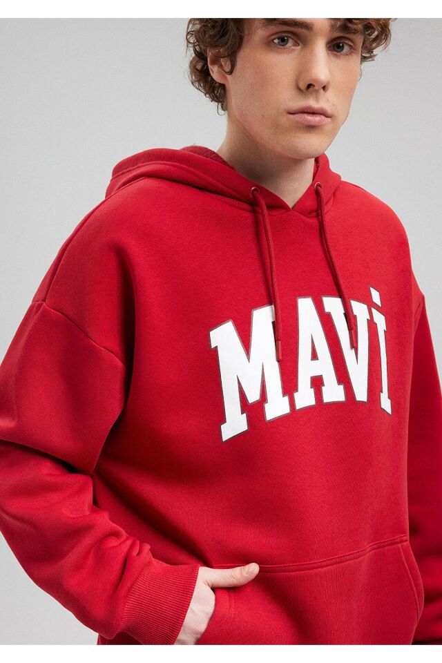 MAVİ ERKEK MAVİ BASKILI SWEATSHIRT Kırmızı 067149-86417