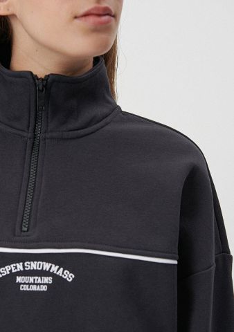 MAVİ KADIN YARIM FERMUARLI SWEATSHIRT Kömür 1S10007-70087