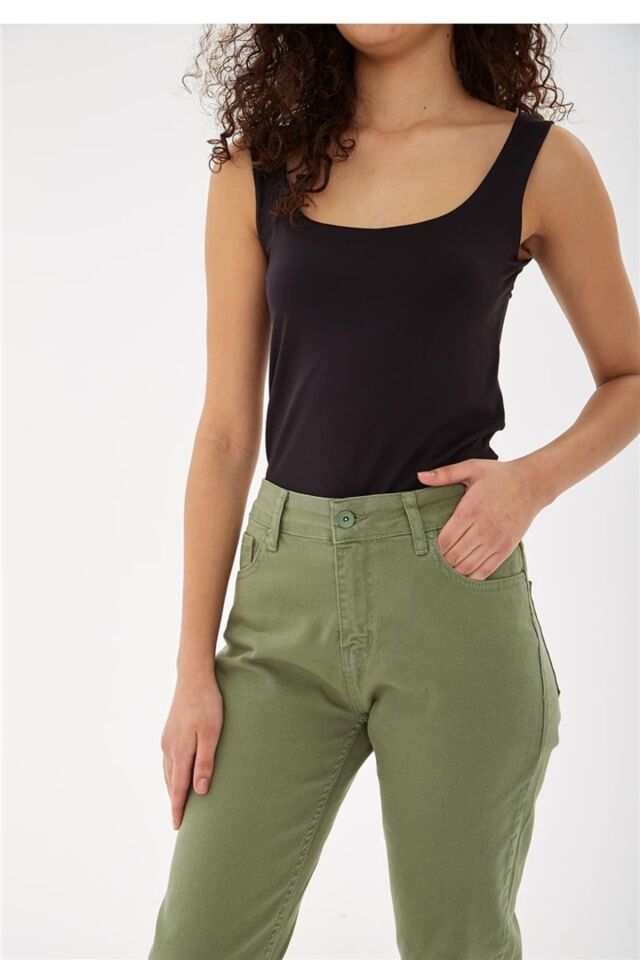 FASHION FRIENDS KADIN MOM PANTOLON 23Y-PNT0534K1 YEŞİL - 40