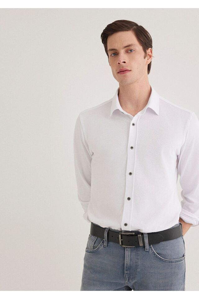 MAVİ ERKEK UZUN KOL GÖMLEK Beyaz 021638-620
