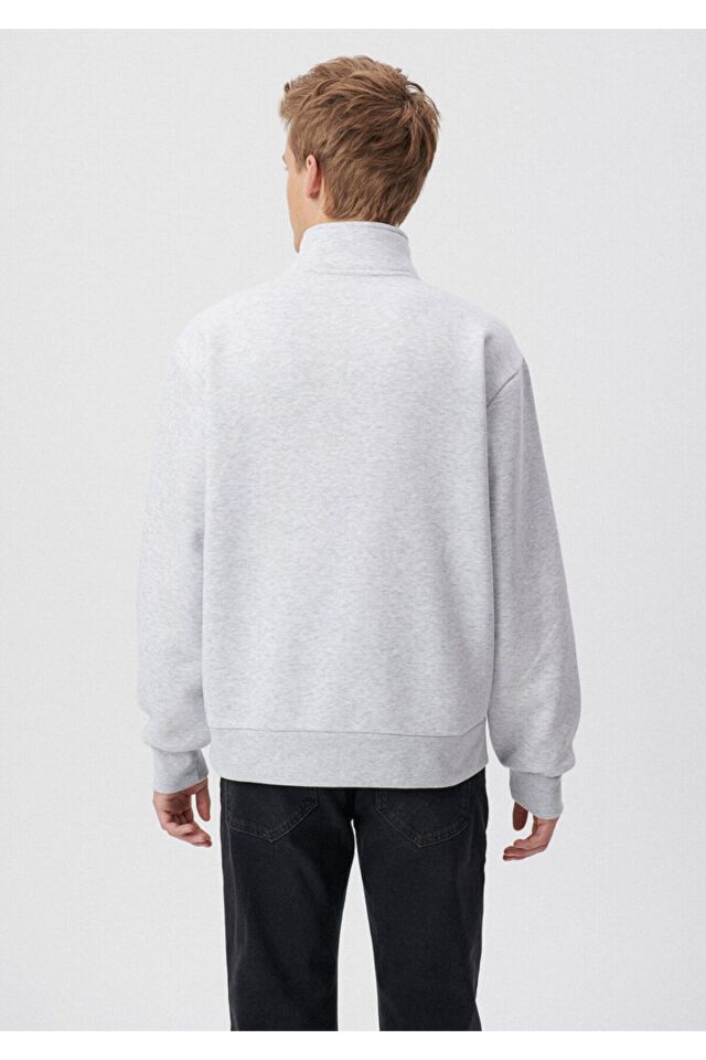 MAVİ ERKEK YARIM FERMUARLI SWEATSHIRT Kar Melanj 0S10034-82498