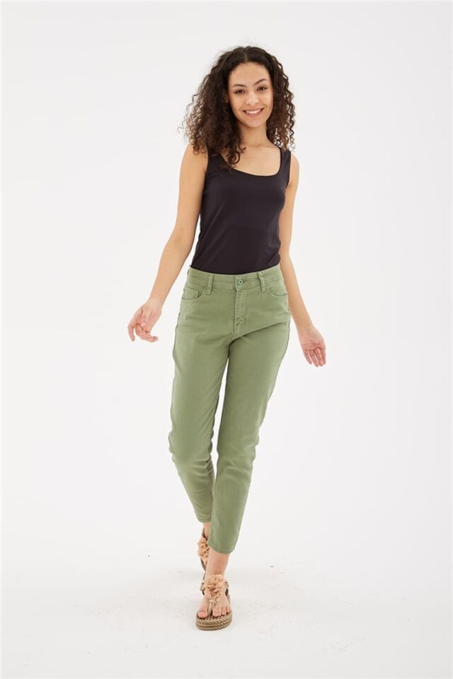 FASHION FRIENDS KADIN MOM PANTOLON 23Y-PNT0534K1 YEŞİL - 34